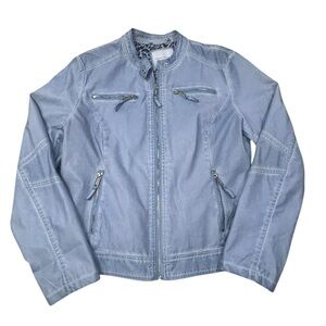 Rino & Pelle‎ Women’s Light Blue Biker Style Bomber Jacket Women’s 42 (Large)